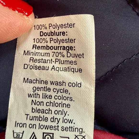 J. Crew Quilted Barn Jacket: Navy Blue, corduroy collar, gold-tone hardware - Picture 6 of 6